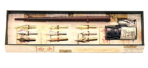 Wood Pen with Pewter Stand Set