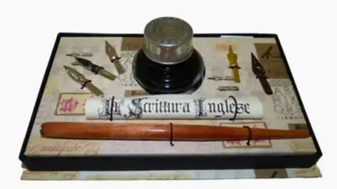 Pewter Ink Bottle Set