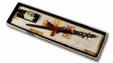 Wood & Pewter Dip Pen