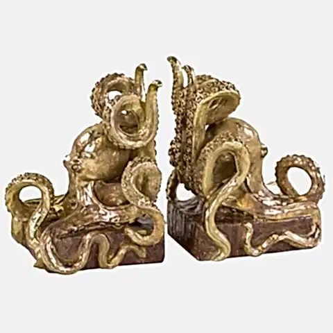 Gold Octopus Bookends