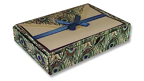 Bordered Folded Cards with Peacock Envelopes